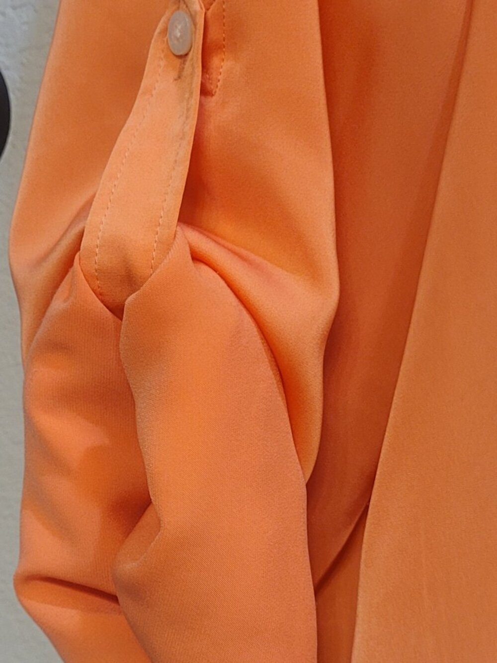 Lauren Ralph Lauren Coral Orange Silky Button Down Shirt in size L - Picture 3 of 5